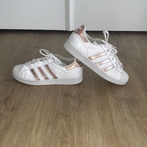 Adidas Superstar Rose Gold and White Sneakers!